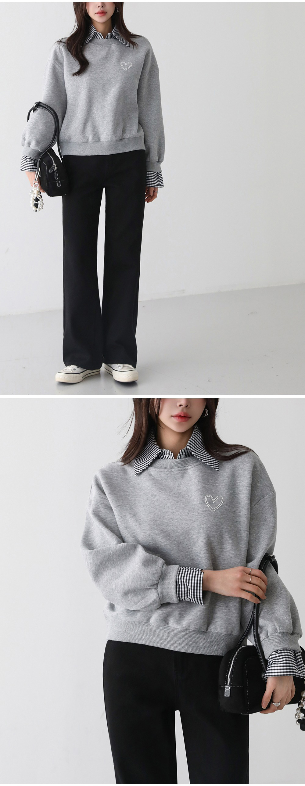 心型刺繡假兩件上衣,KOREA,354224,心型刺繡假兩件上衣,周新品優惠,NEWARRIVAL