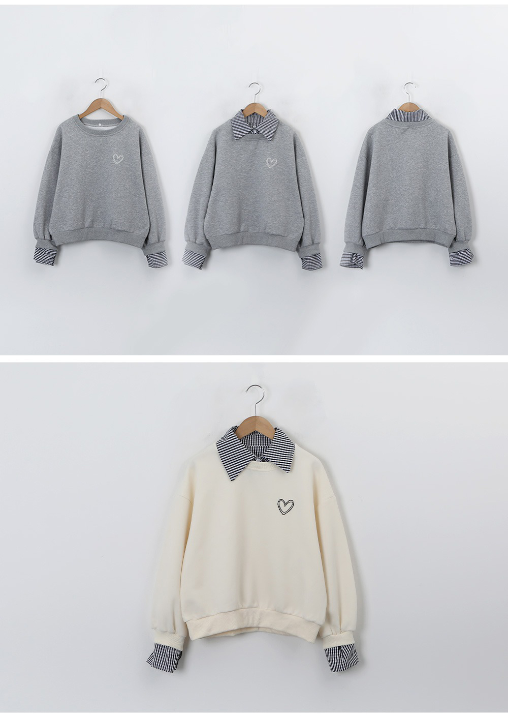 心型刺繡假兩件上衣,KOREA,354224,心型刺繡假兩件上衣,周新品優惠,NEWARRIVAL