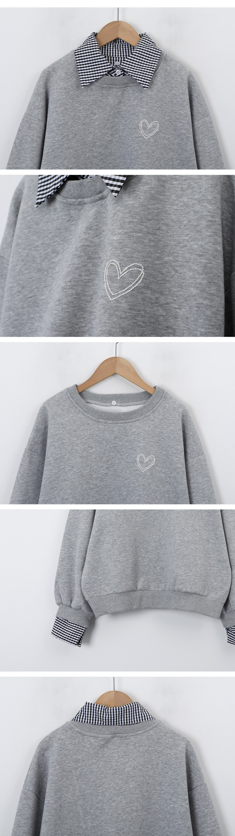 心型刺繡假兩件上衣,KOREA,354224,心型刺繡假兩件上衣,周新品優惠,NEWARRIVAL