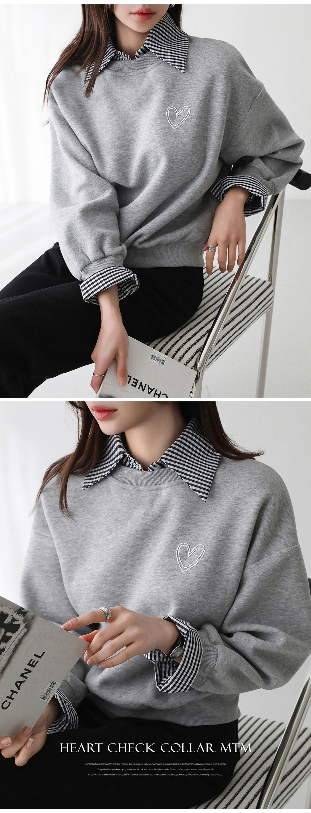 心型刺繡假兩件上衣,KOREA,354224,心型刺繡假兩件上衣,周新品優惠,NEWARRIVAL