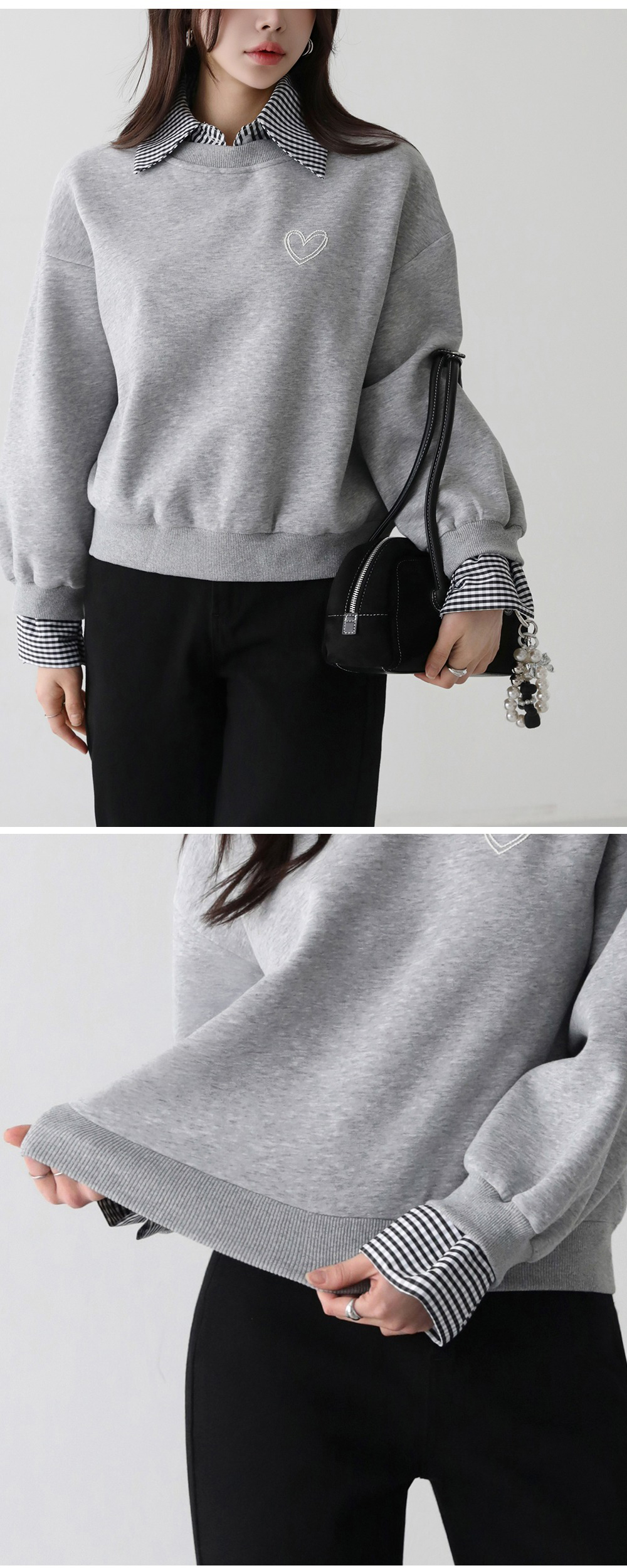 心型刺繡假兩件上衣,KOREA,354224,心型刺繡假兩件上衣,周新品優惠,NEWARRIVAL