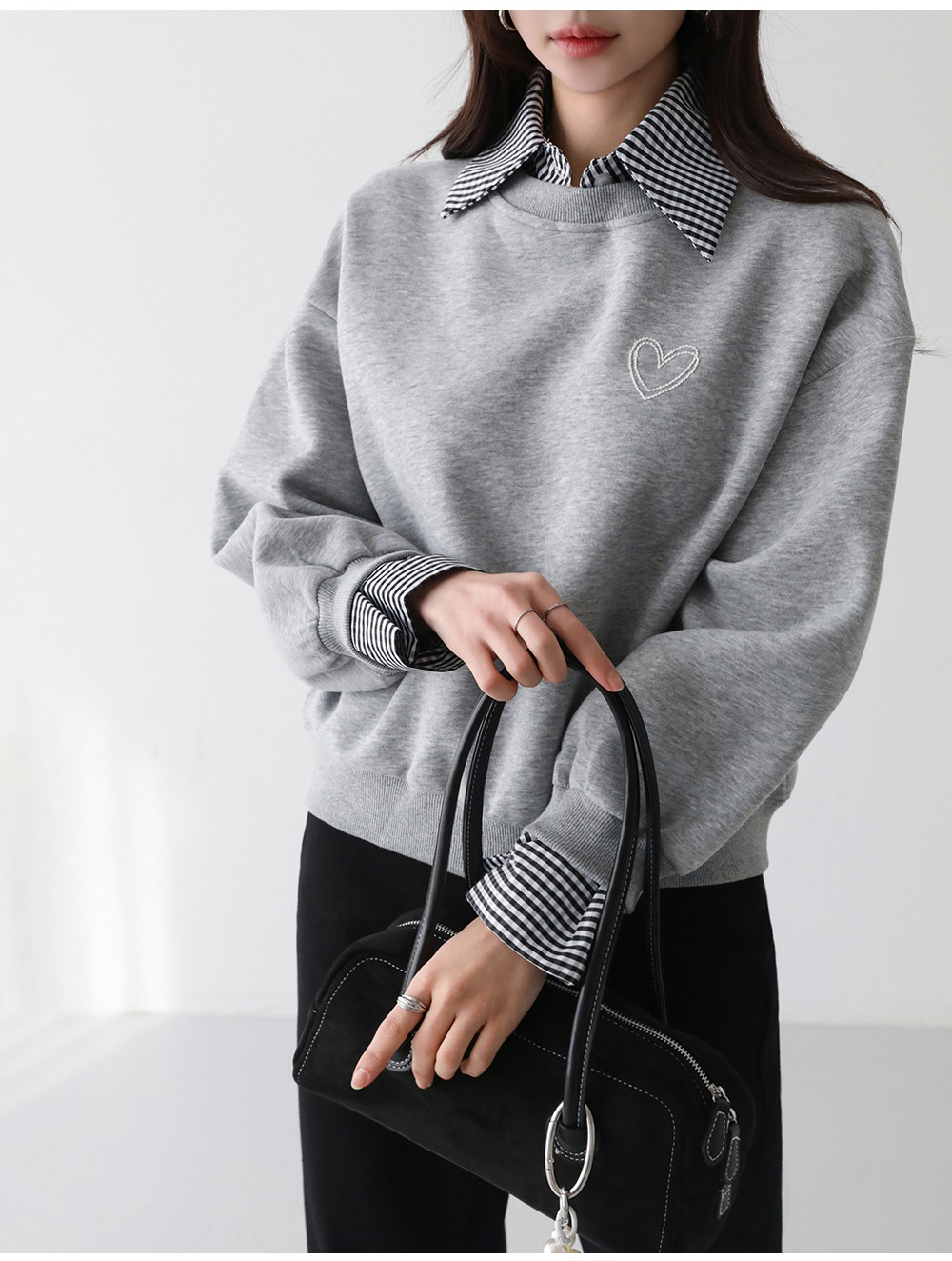 心型刺繡假兩件上衣,KOREA,354224,心型刺繡假兩件上衣,周新品優惠,NEWARRIVAL