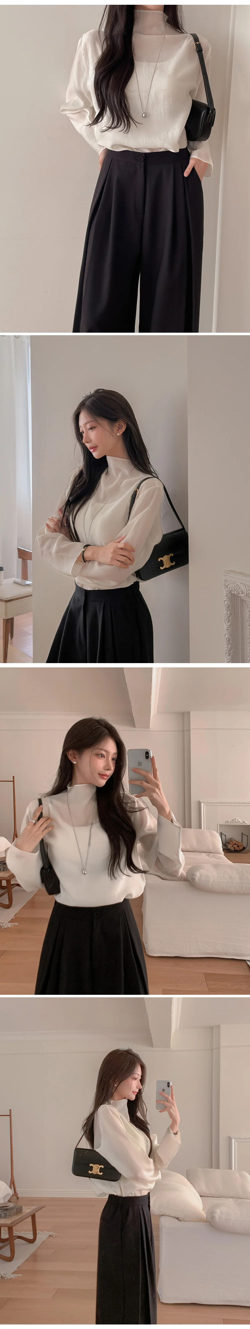 半領透膚天絲雪紡上衣,KOREA,355804,半領透膚天絲雪紡上衣,領500,999免運