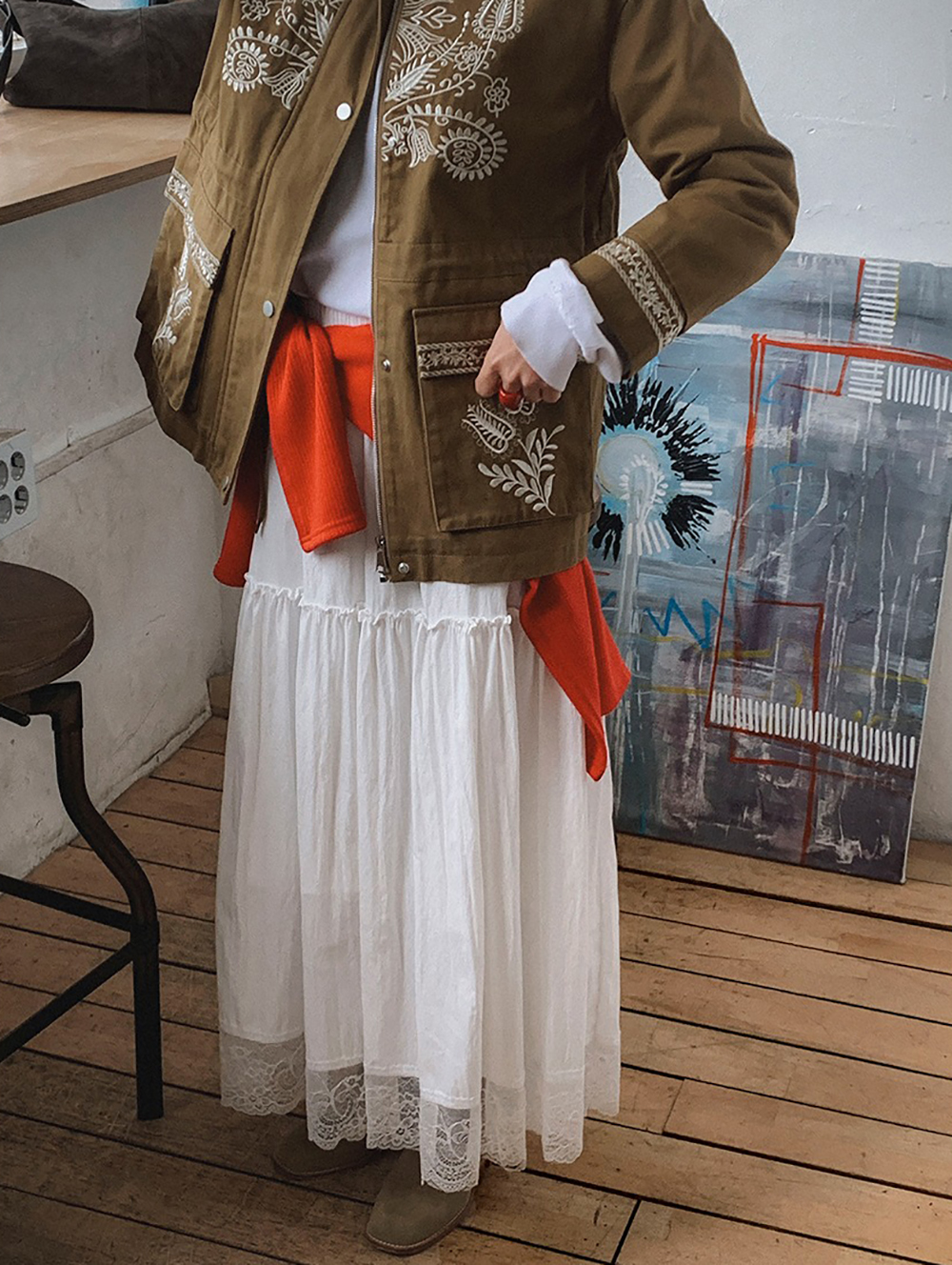 復古蕾絲拼接蛋糕長裙,KOREA,355840,復古蕾絲拼接蛋糕長裙,領500,999免運