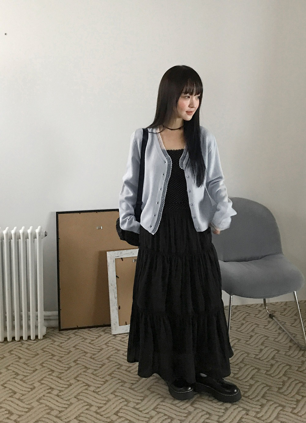 雪紡荷葉邊針織外套,KOREA,355845,雪紡荷葉邊針織外套,周新品優惠,NEWARRIVAL