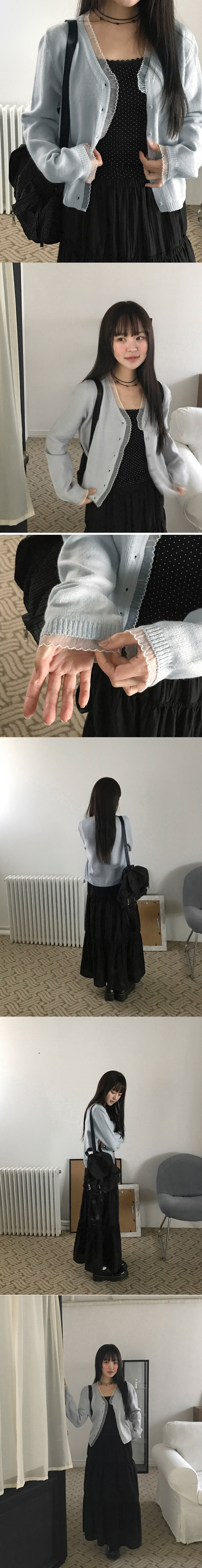 雪紡荷葉邊針織外套,KOREA,355845,雪紡荷葉邊針織外套,周新品優惠,NEWARRIVAL