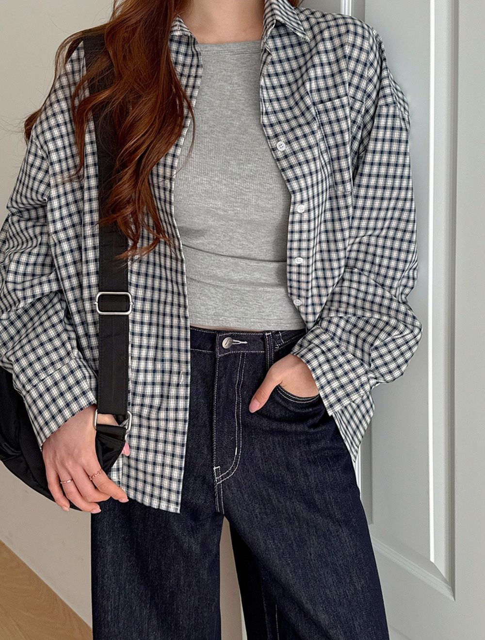 慵懶感小方格寬鬆襯衫,KOREA,355887,慵懶感小方格寬鬆襯衫,周新品優惠,NEWARRIVAL