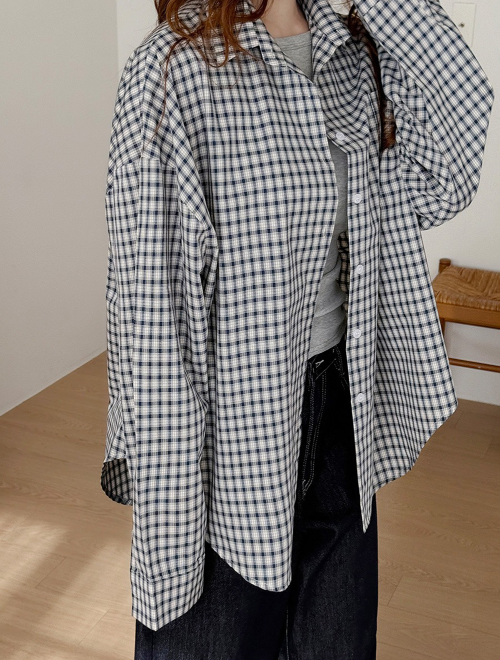 慵懶感小方格寬鬆襯衫,KOREA,355887,慵懶感小方格寬鬆襯衫,周新品優惠,NEWARRIVAL