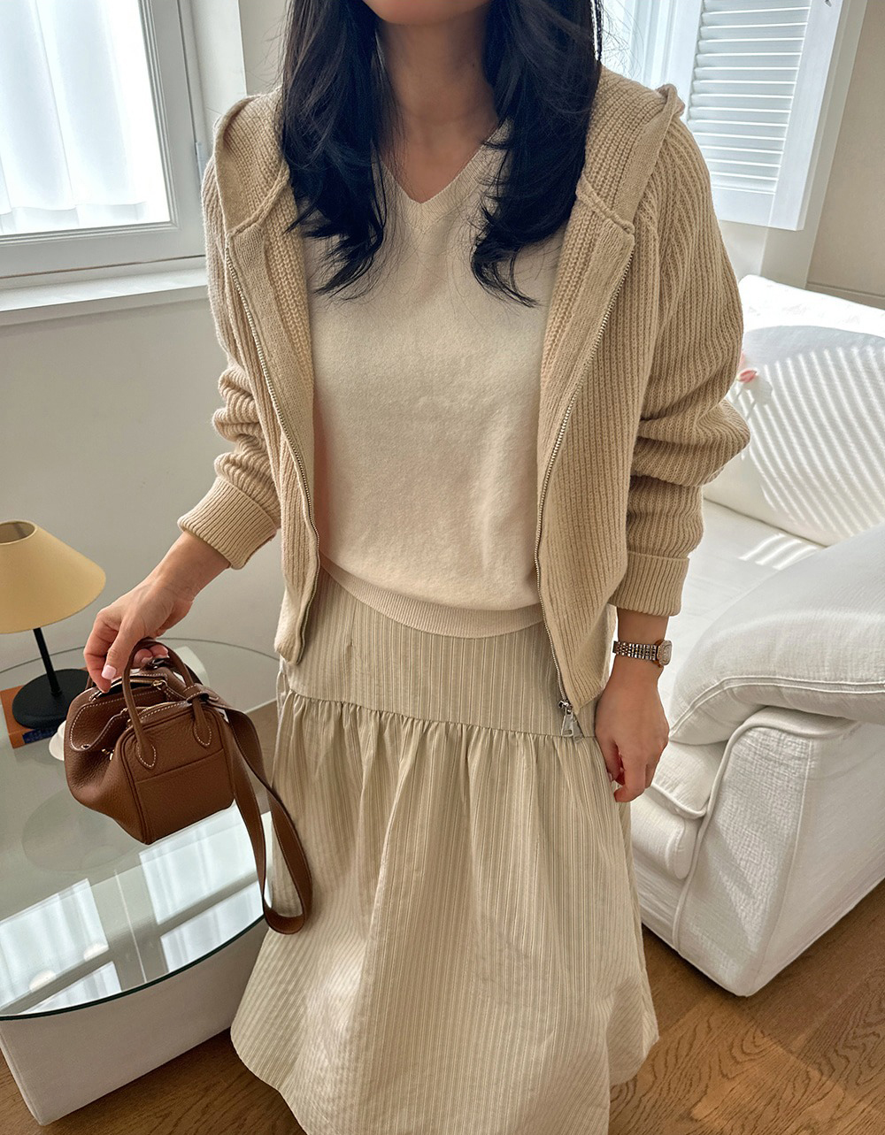 後鬆緊腰條紋A字長裙,KOREA,355925,後鬆緊腰條紋A字長裙,周新品優惠,NEWARRIVAL