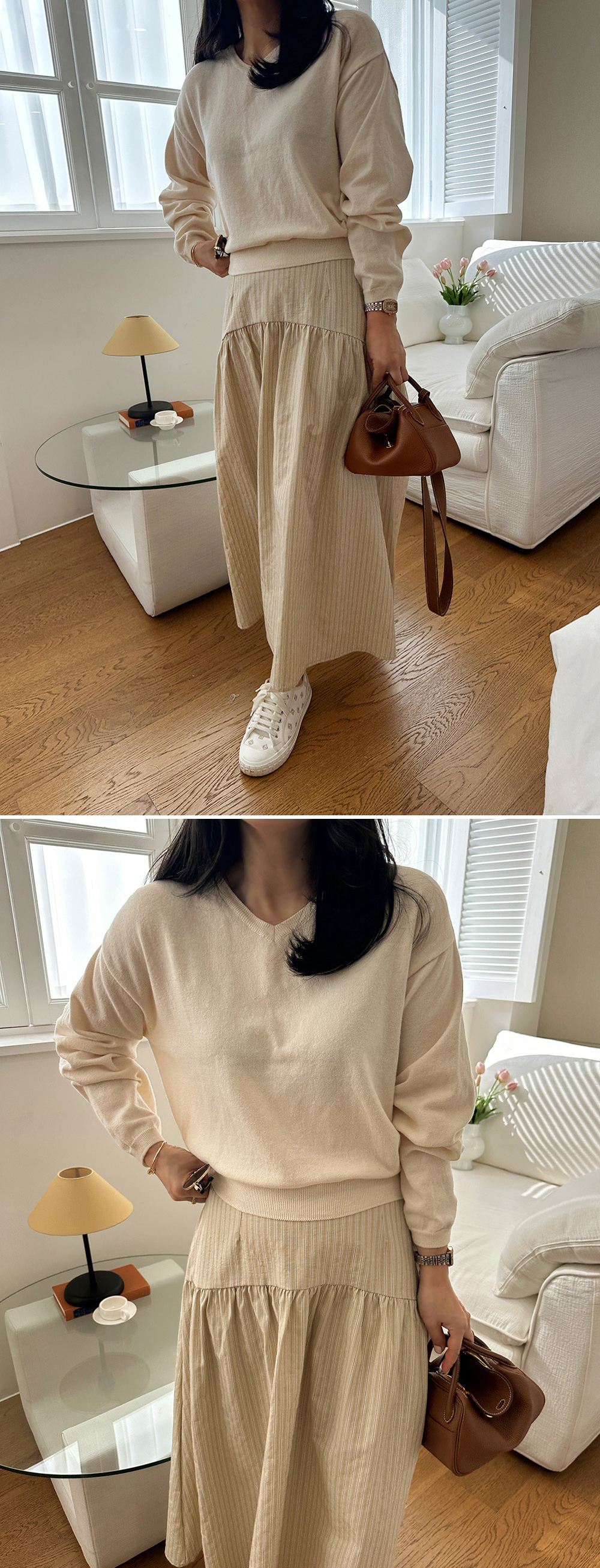 後鬆緊腰條紋A字長裙,KOREA,355925,後鬆緊腰條紋A字長裙,周新品優惠,NEWARRIVAL