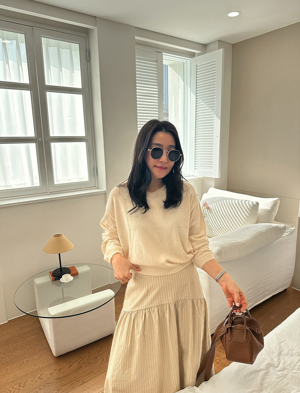 後鬆緊腰條紋A字長裙,KOREA,355925,後鬆緊腰條紋A字長裙,周新品優惠,NEWARRIVAL