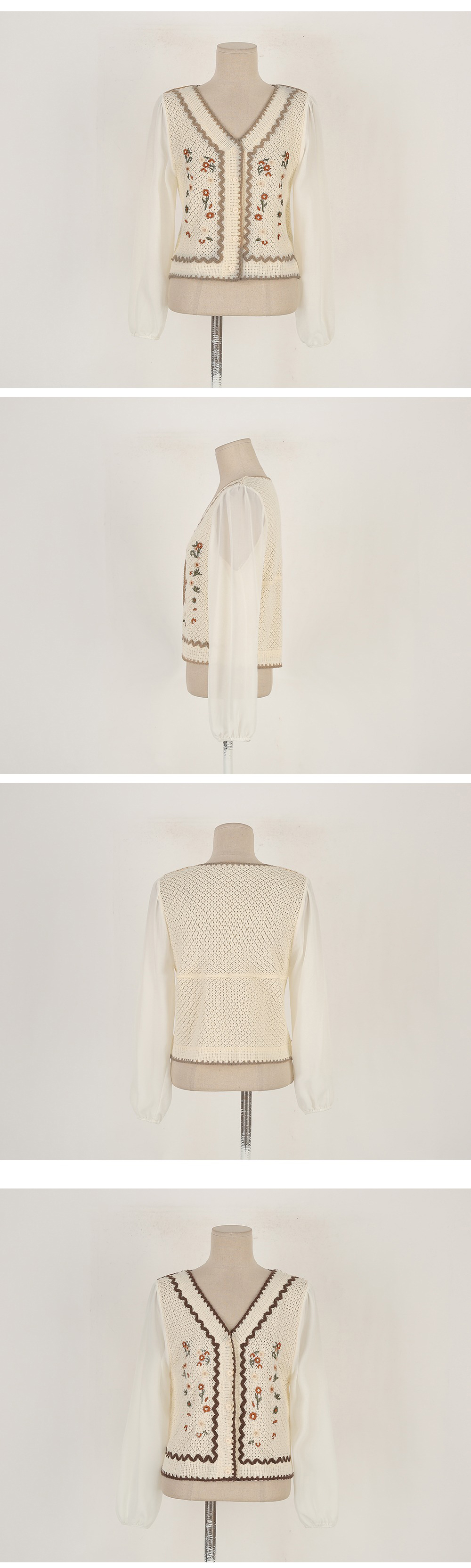 假兩件花卉刺繡上衣,KOREA,355936,假兩件花卉刺繡上衣,領500,999免運