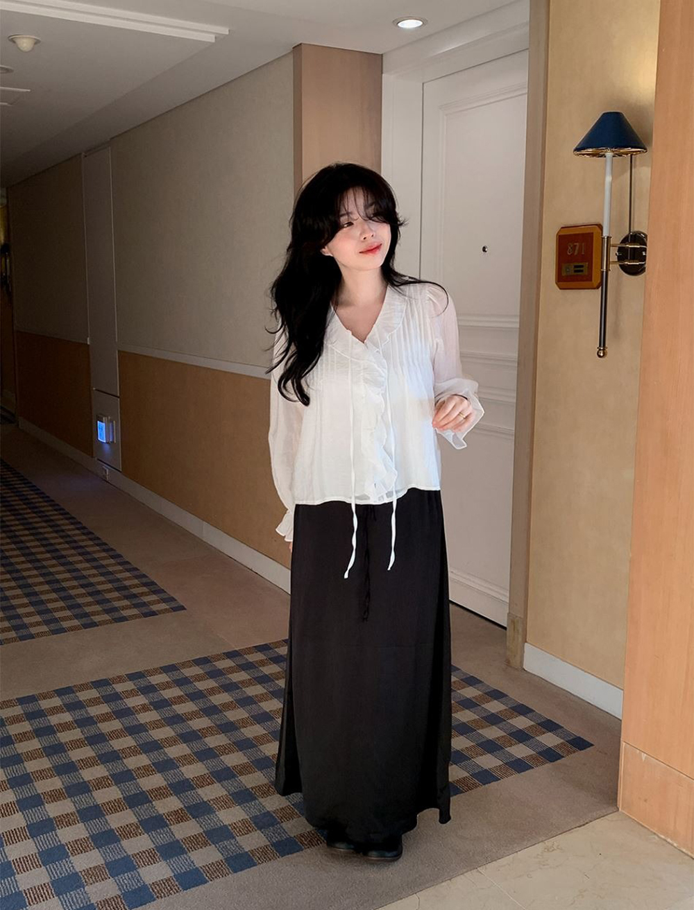 溫柔系荷葉邊V領襯衫,KOREA,355968,溫柔系荷葉邊V領襯衫,周新品優惠,NEWARRIVAL