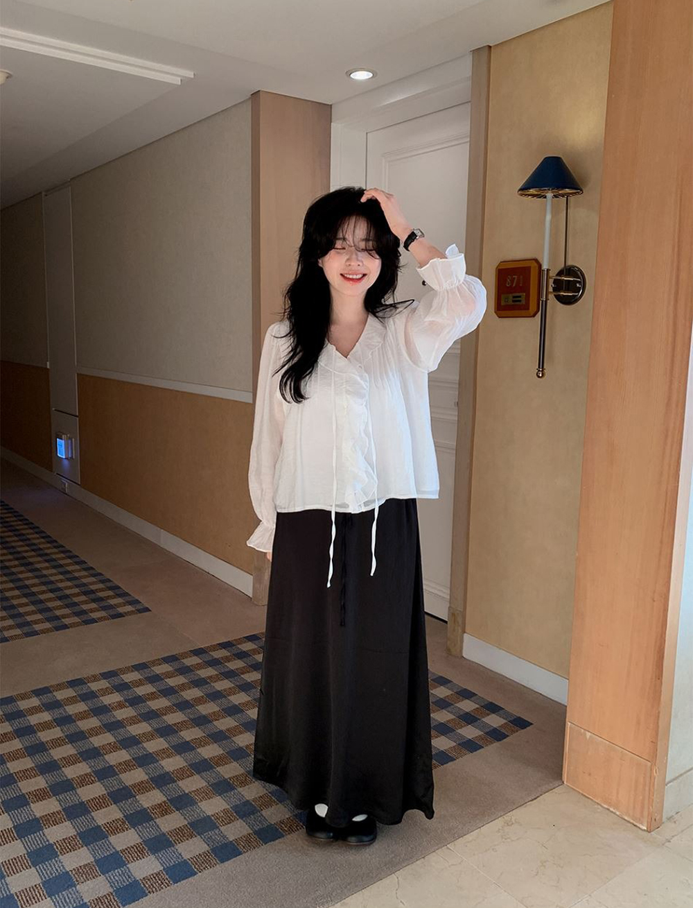 溫柔系荷葉邊V領襯衫,KOREA,355968,溫柔系荷葉邊V領襯衫,周新品優惠,NEWARRIVAL