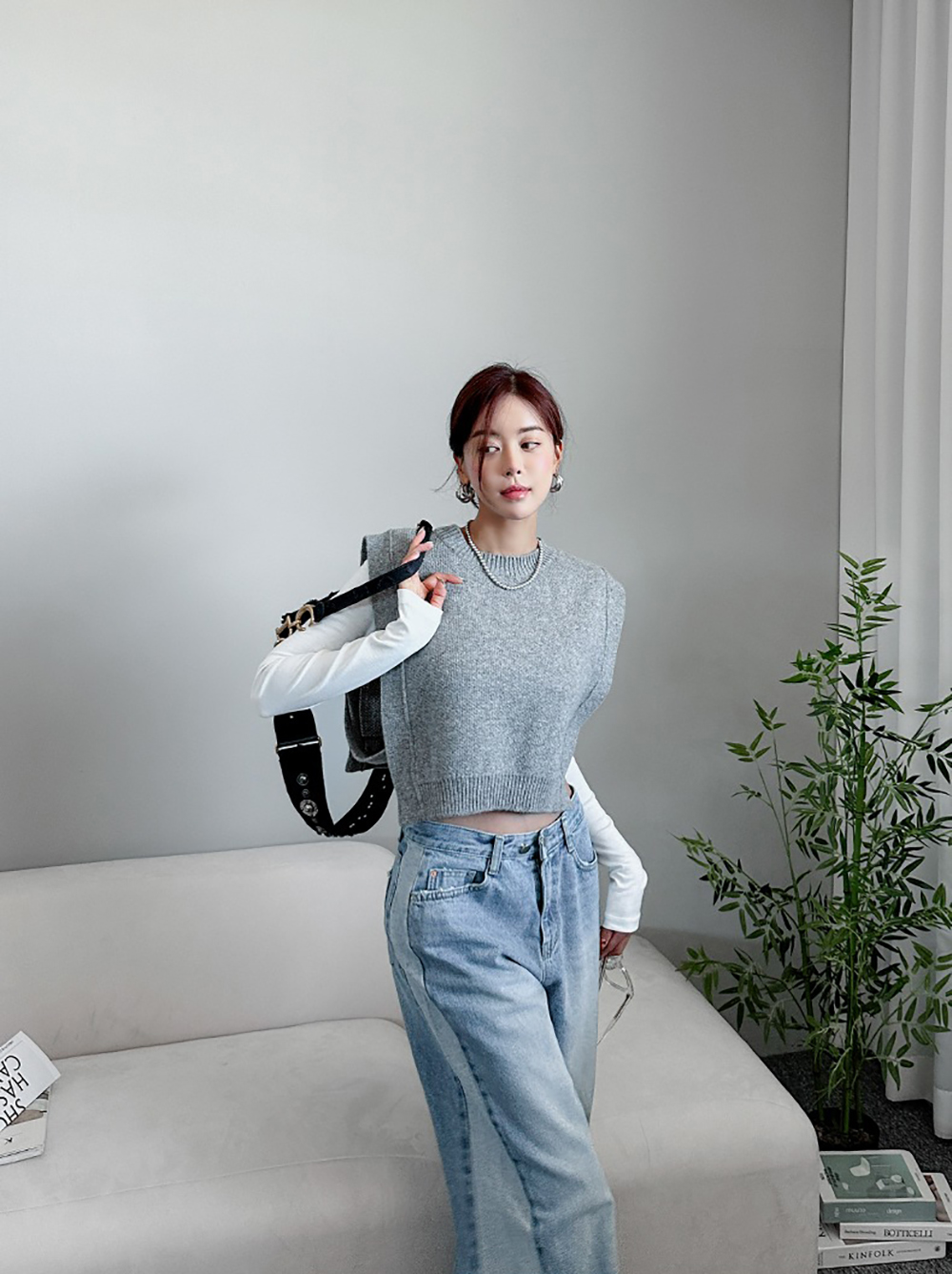 撞色拼接抽鬚牛仔褲,KOREA,355286,撞色拼接抽鬚牛仔褲,領500,999免運