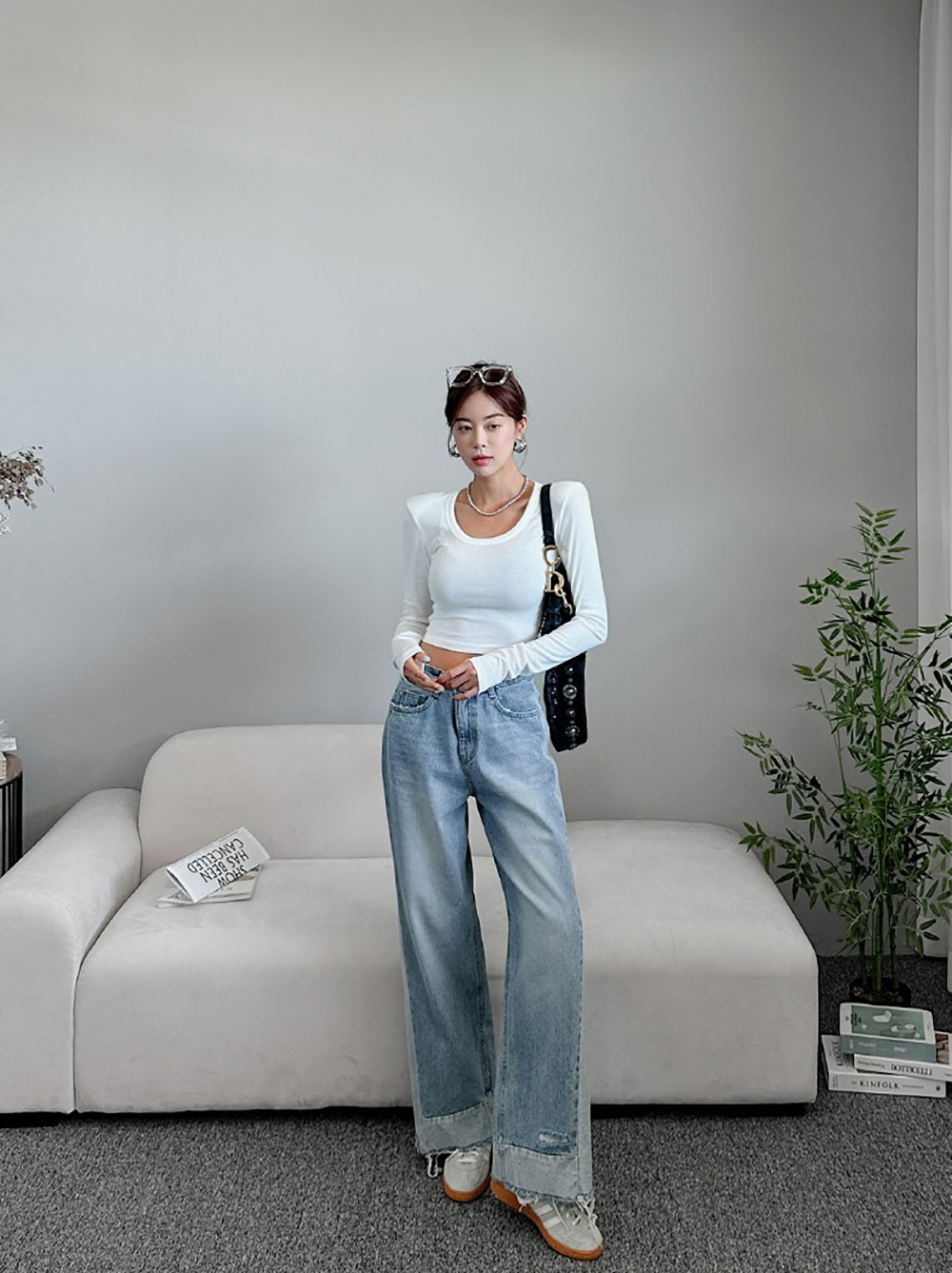 撞色拼接抽鬚牛仔褲,KOREA,355286,撞色拼接抽鬚牛仔褲,領500,999免運