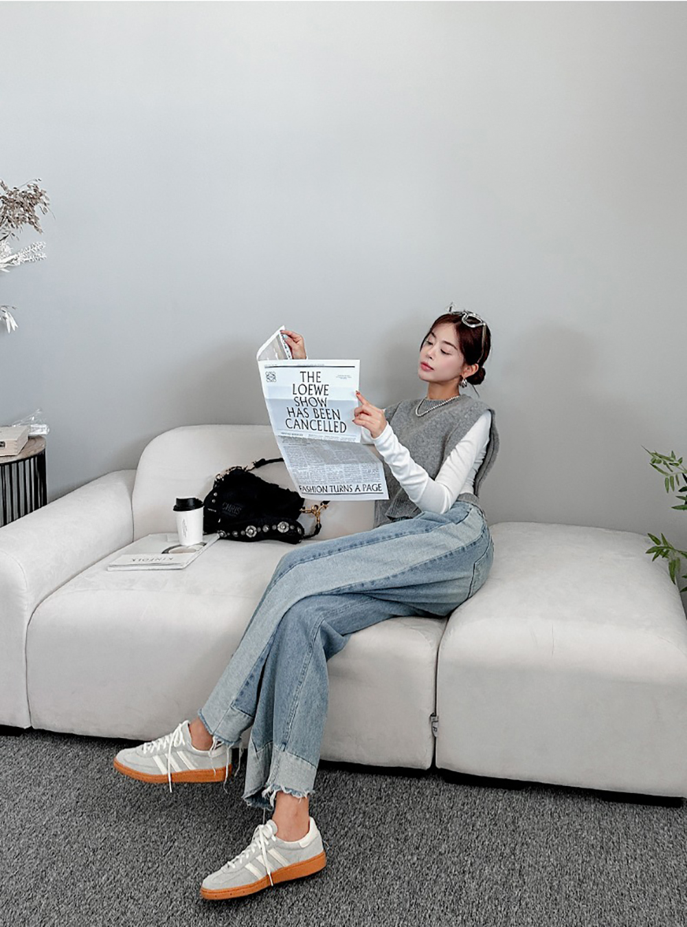 撞色拼接抽鬚牛仔褲,KOREA,355286,撞色拼接抽鬚牛仔褲,領500,999免運