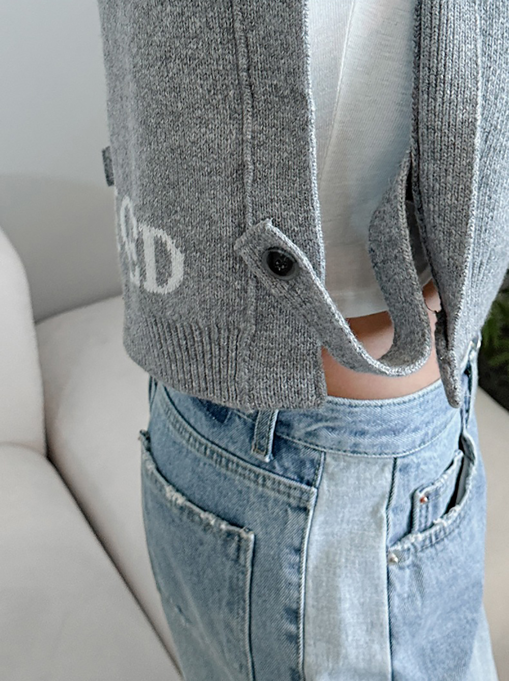 撞色拼接抽鬚牛仔褲,KOREA,355286,撞色拼接抽鬚牛仔褲,領500,999免運