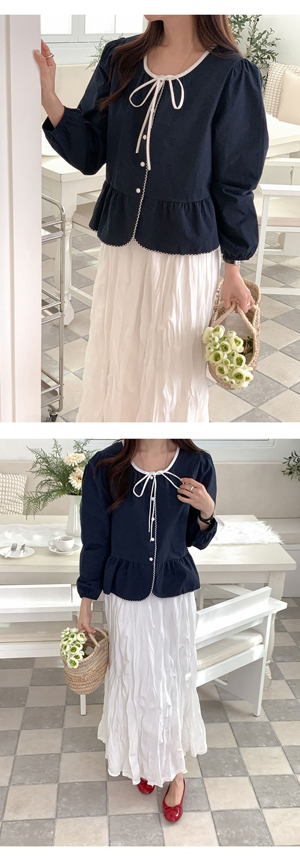 蝴蝶結綁帶泡泡袖襯衫,KOREA,355649,蝴蝶結綁帶泡泡袖襯衫,領500,999免運