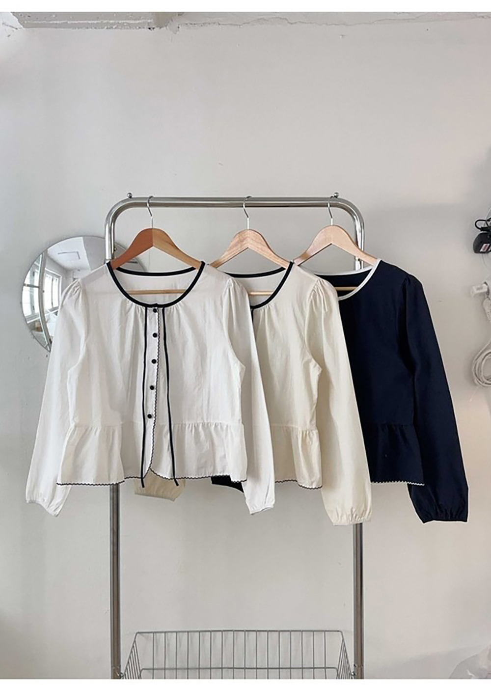 蝴蝶結綁帶泡泡袖襯衫,KOREA,355649,蝴蝶結綁帶泡泡袖襯衫,領500,999免運