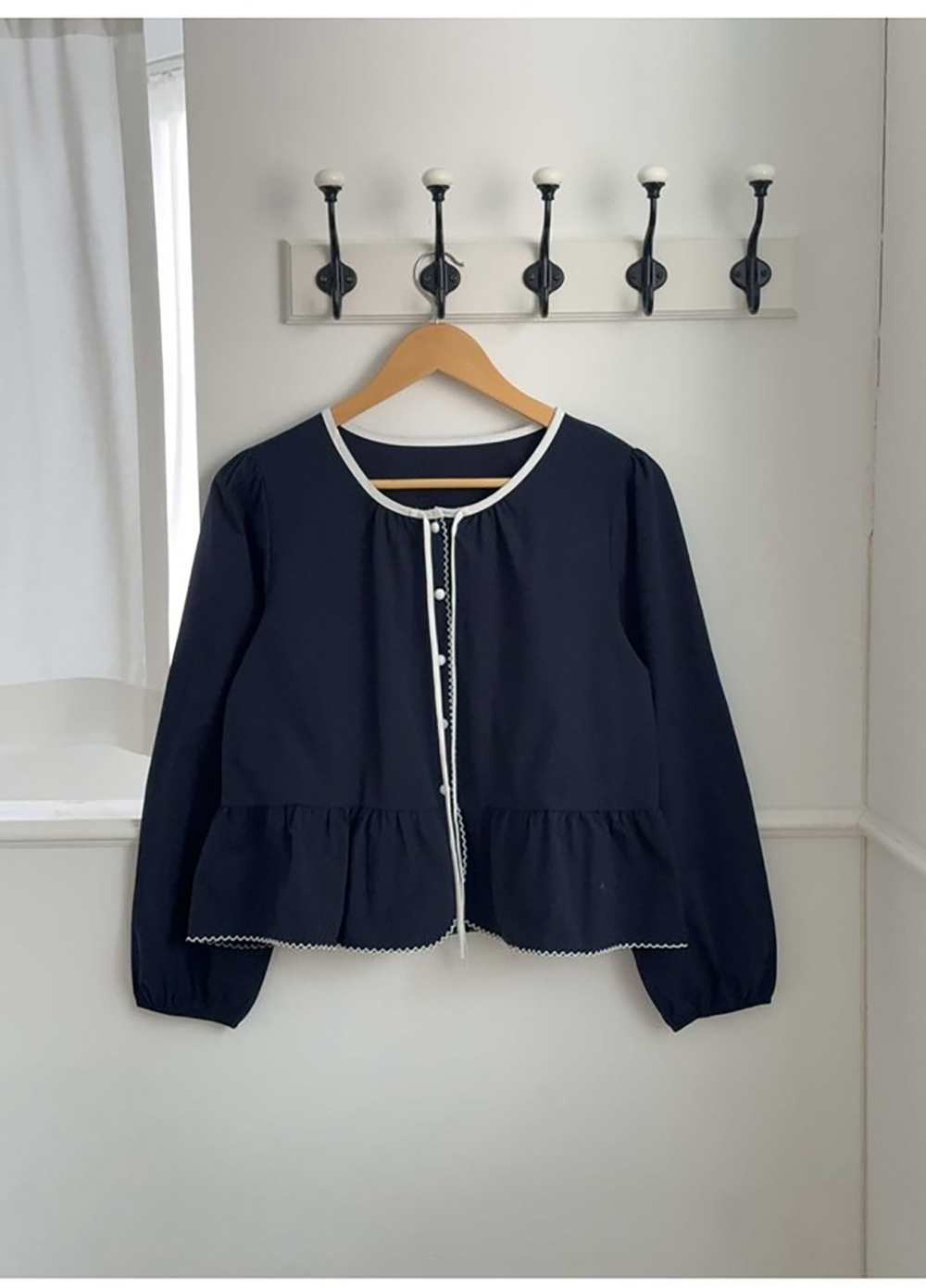 蝴蝶結綁帶泡泡袖襯衫,KOREA,355649,蝴蝶結綁帶泡泡袖襯衫,領500,999免運