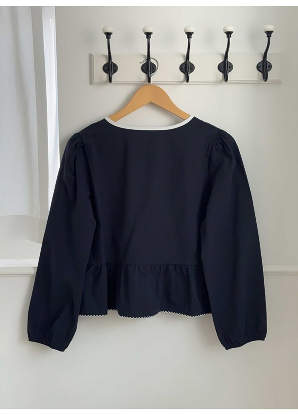 蝴蝶結綁帶泡泡袖襯衫,KOREA,355649,蝴蝶結綁帶泡泡袖襯衫,領500,999免運