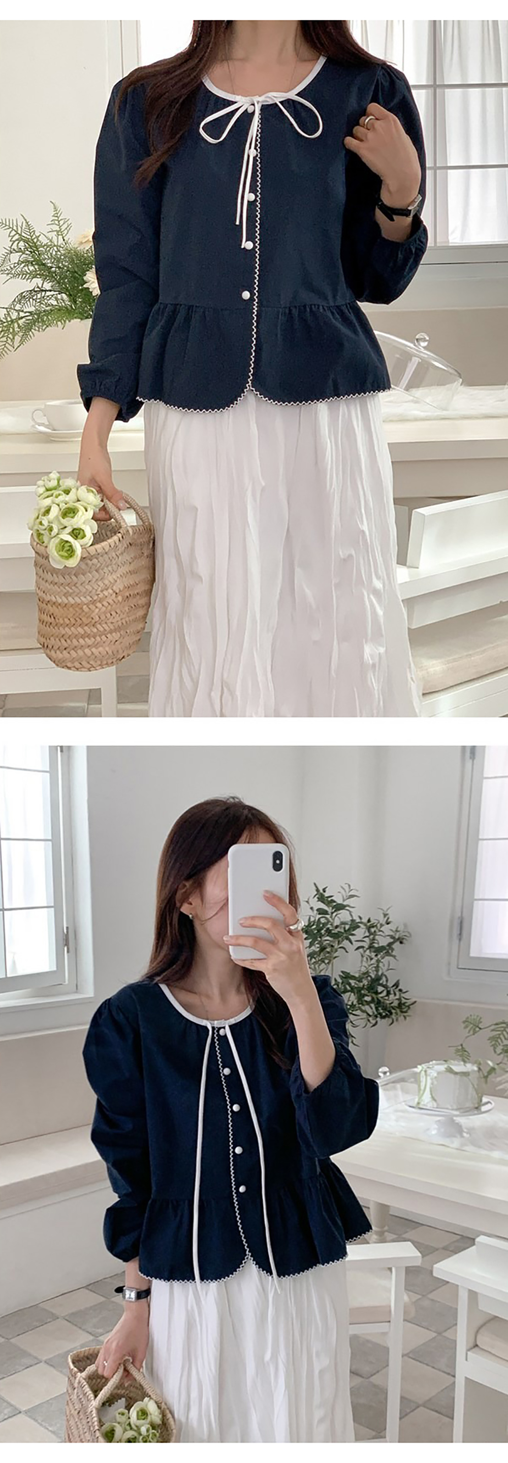 蝴蝶結綁帶泡泡袖襯衫,KOREA,355649,蝴蝶結綁帶泡泡袖襯衫,領500,999免運