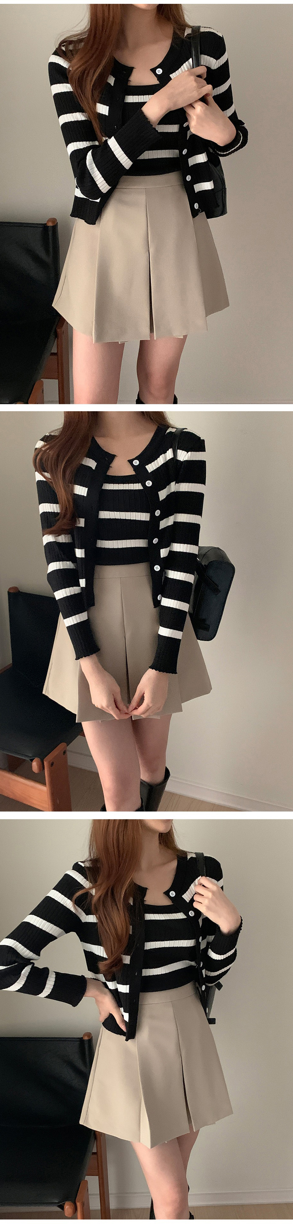 條紋兩件式上衣套裝,KOREA,355742,條紋兩件式上衣套裝,領500,999免運