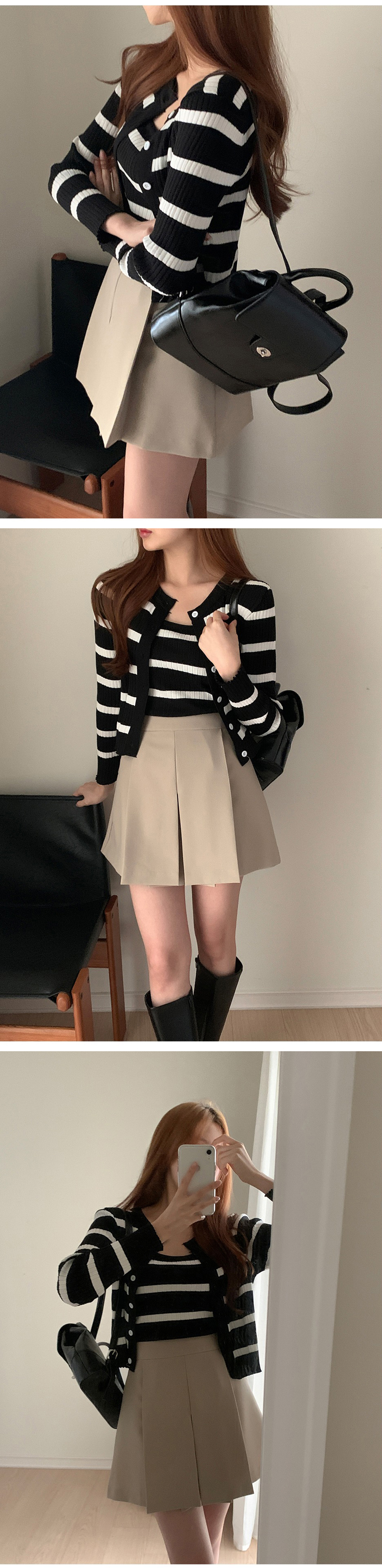 條紋兩件式上衣套裝,KOREA,355742,條紋兩件式上衣套裝,領500,999免運