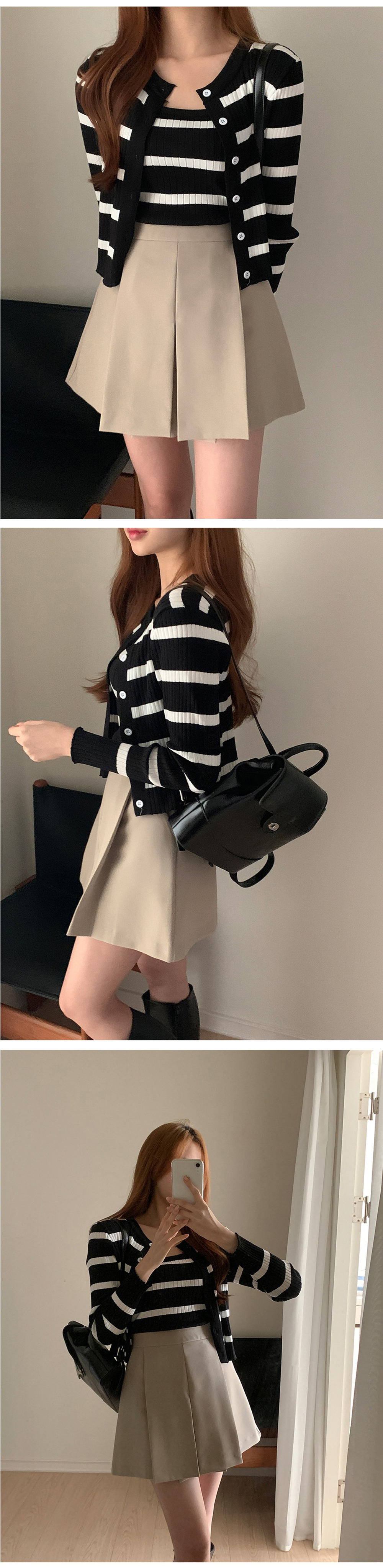 條紋兩件式上衣套裝,KOREA,355742,條紋兩件式上衣套裝,領500,999免運