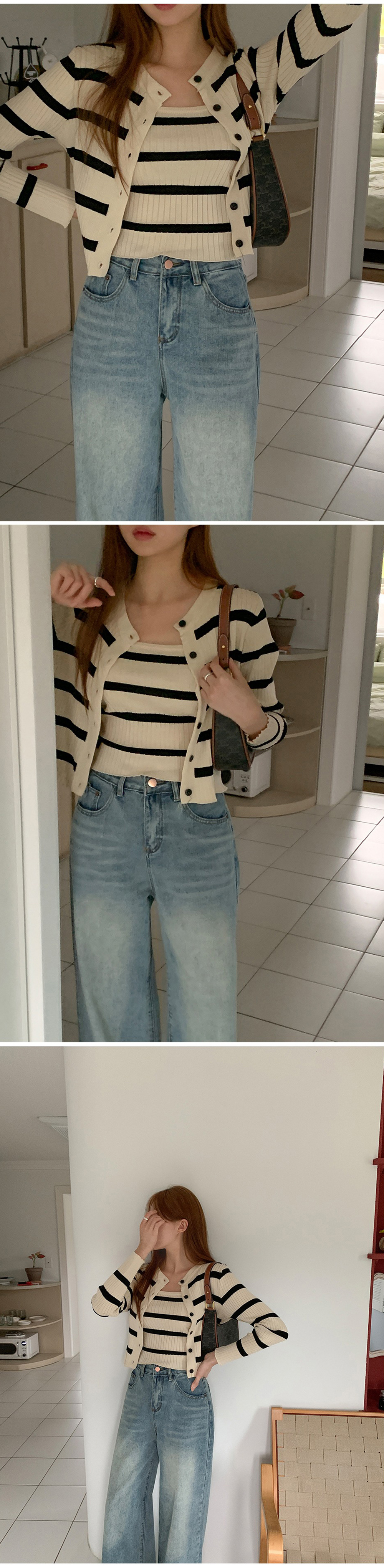 條紋兩件式上衣套裝,KOREA,355742,條紋兩件式上衣套裝,領500,999免運