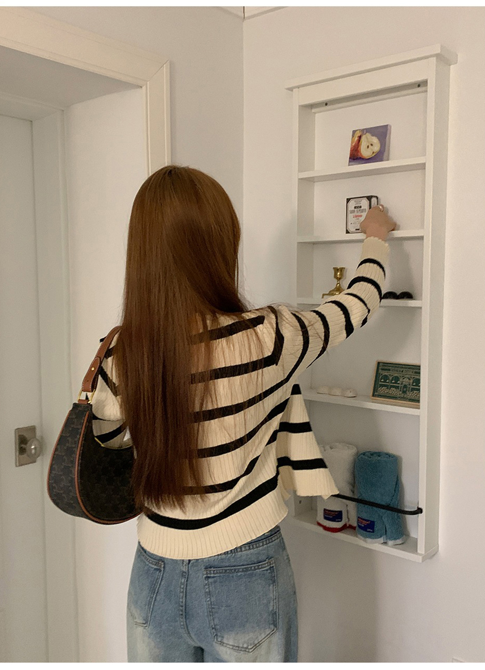 條紋兩件式上衣套裝,KOREA,355742,條紋兩件式上衣套裝,領500,999免運