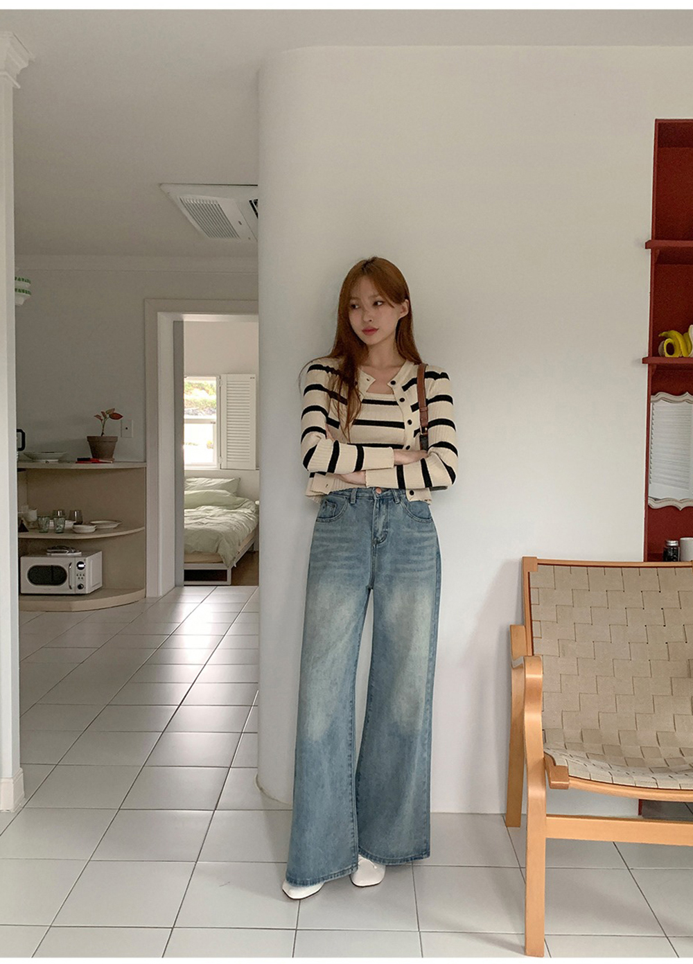 條紋兩件式上衣套裝,KOREA,355742,條紋兩件式上衣套裝,領500,999免運