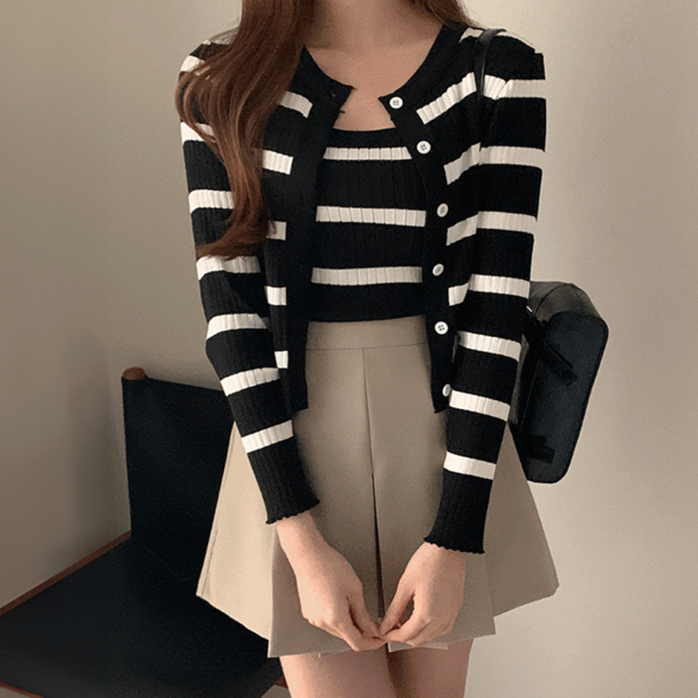 條紋兩件式上衣套裝