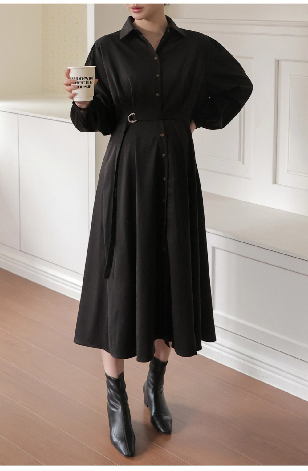 風衣質感襯衫領長洋裝,KOREA,355755,風衣質感襯衫領長洋裝,周新品優惠,NEWARRIVAL