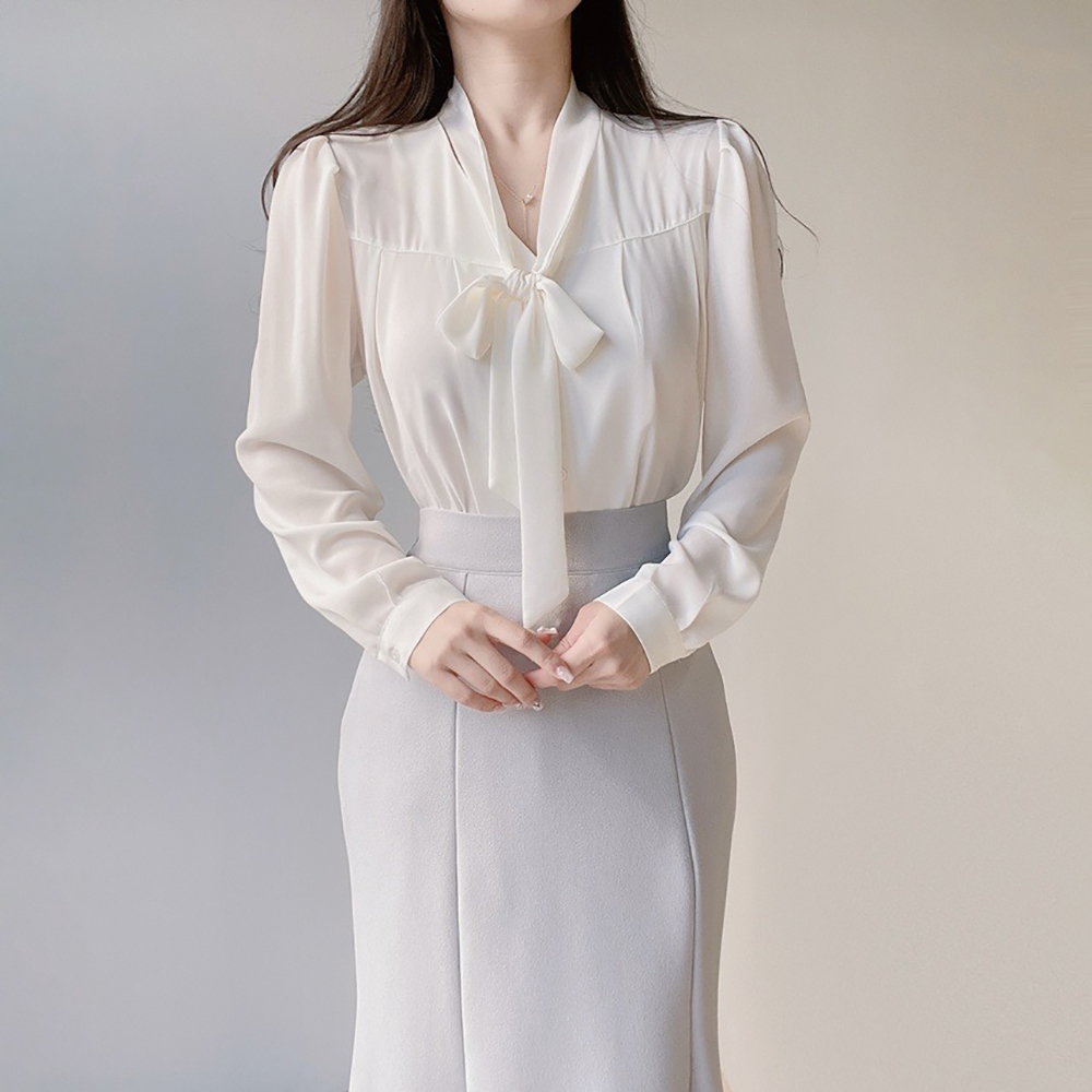 氣質領巾綁帶V領襯衫,KOREA,355783,氣質領巾綁帶V領襯衫,周新品優惠,NEWARRIVAL