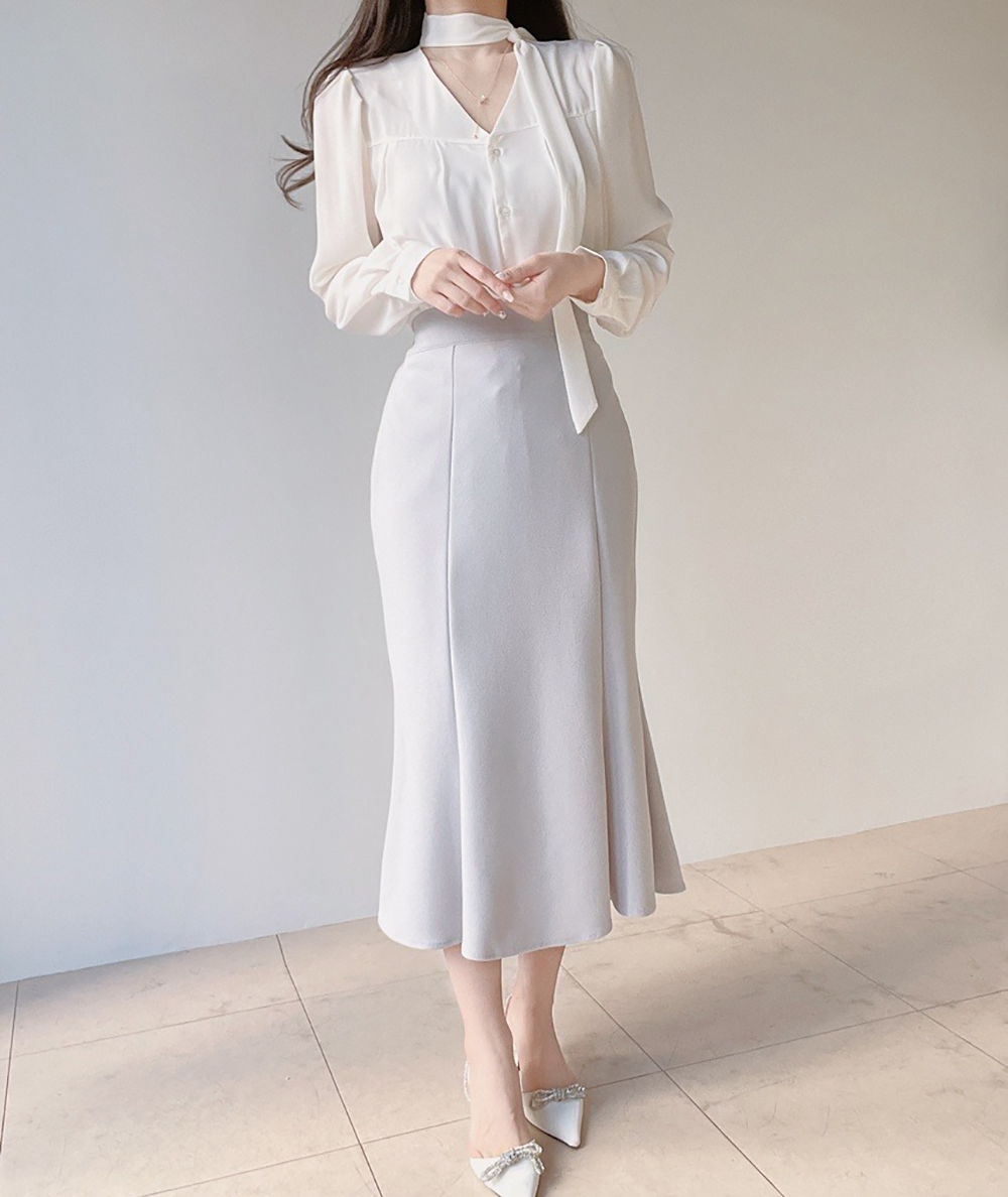 氣質領巾綁帶V領襯衫,KOREA,355783,氣質領巾綁帶V領襯衫,周新品優惠,NEWARRIVAL