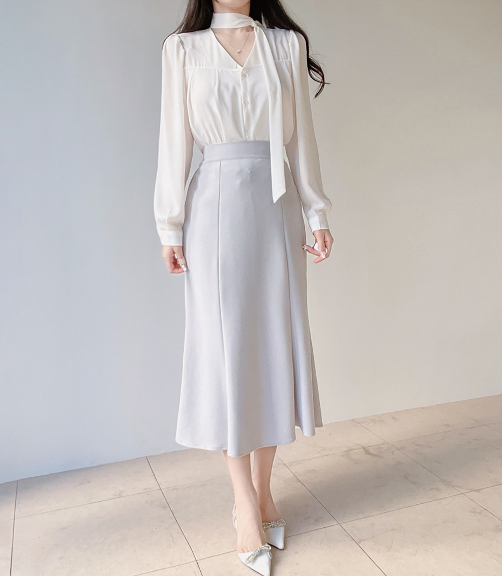 氣質領巾綁帶V領襯衫,KOREA,355783,氣質領巾綁帶V領襯衫,周新品優惠,NEWARRIVAL