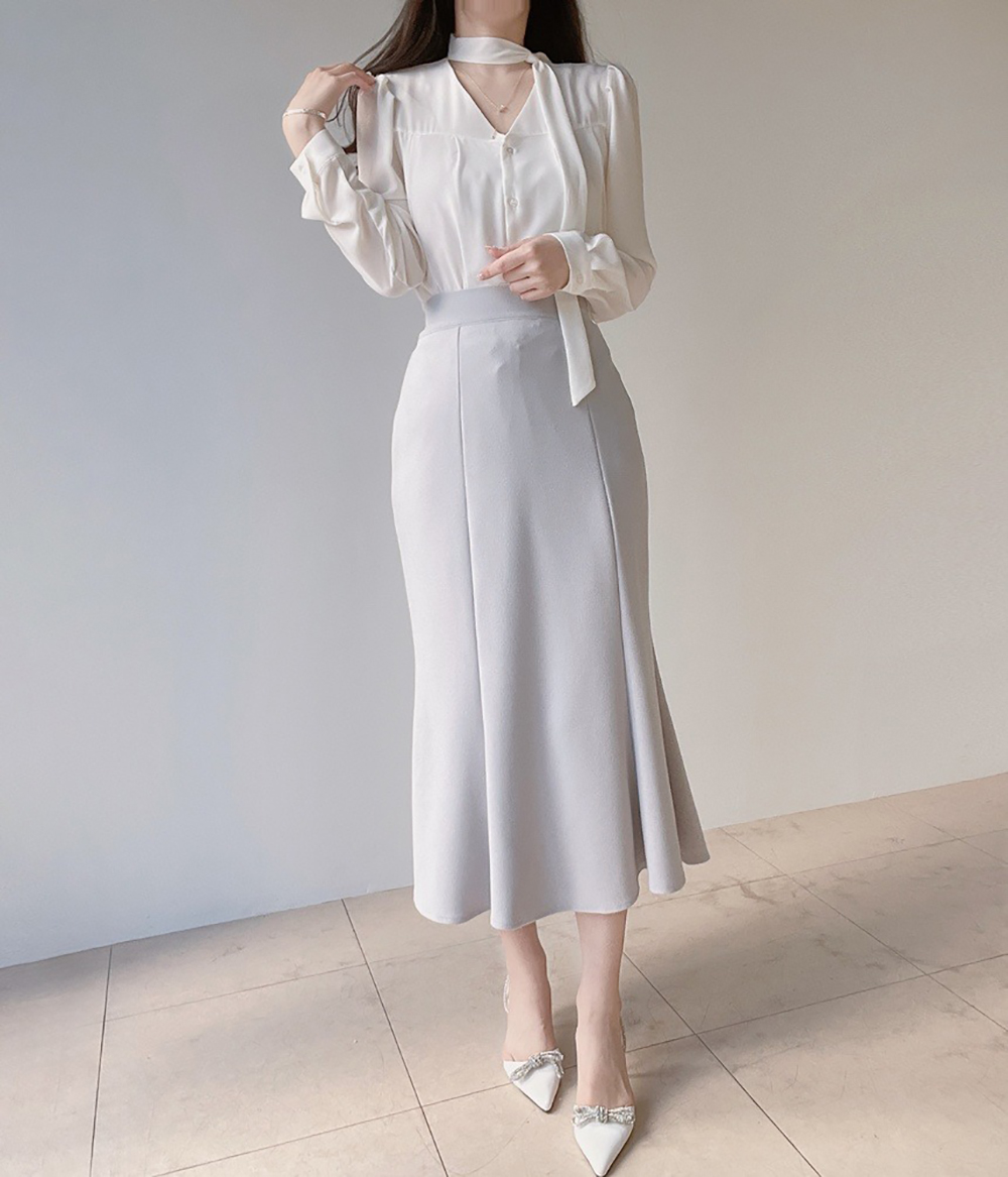 氣質領巾綁帶V領襯衫,KOREA,355783,氣質領巾綁帶V領襯衫,周新品優惠,NEWARRIVAL