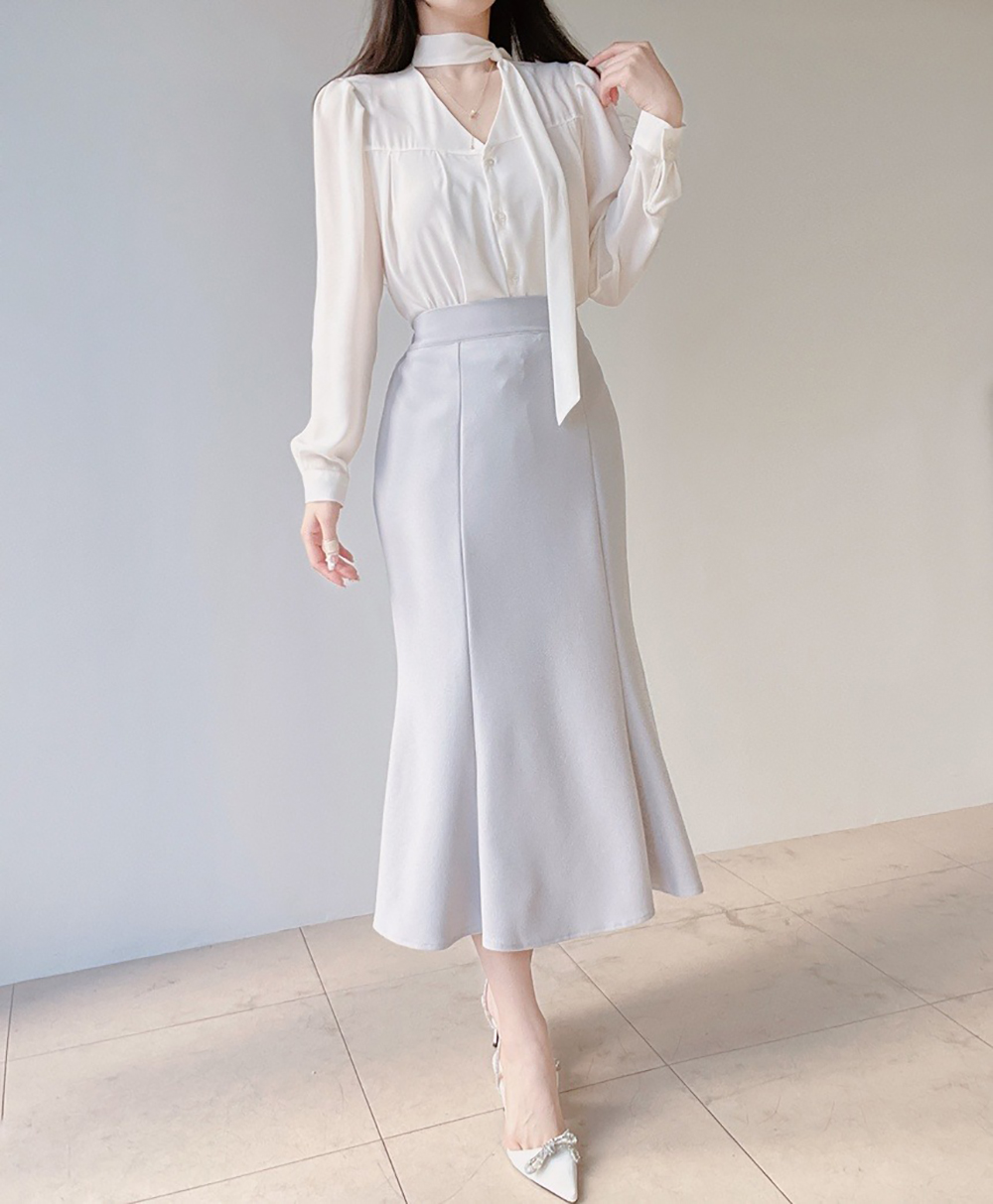 氣質領巾綁帶V領襯衫,KOREA,355783,氣質領巾綁帶V領襯衫,周新品優惠,NEWARRIVAL