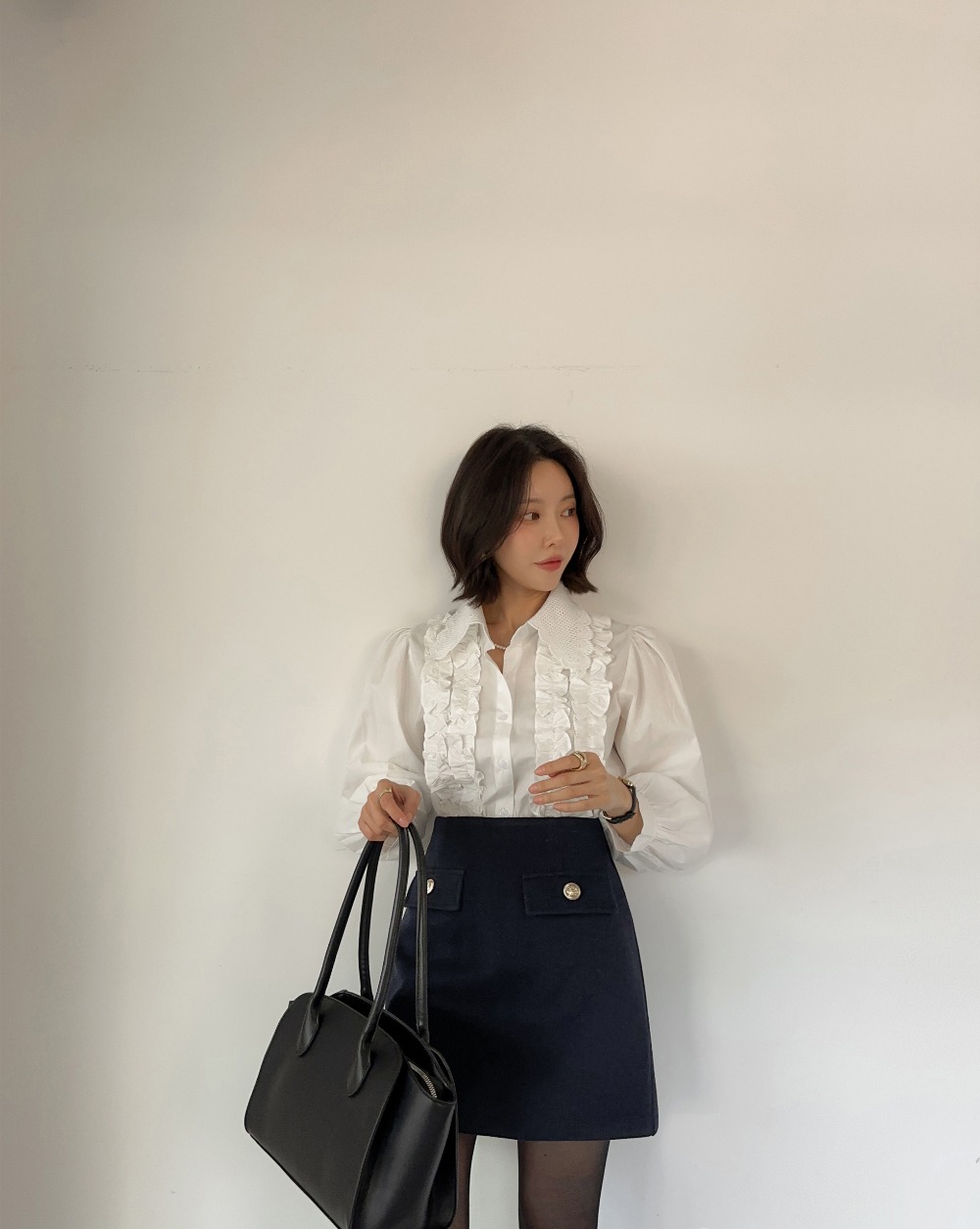 氣質款荷葉邊長袖襯衫,KOREA,355938,氣質款荷葉邊長袖襯衫,領500,999免運