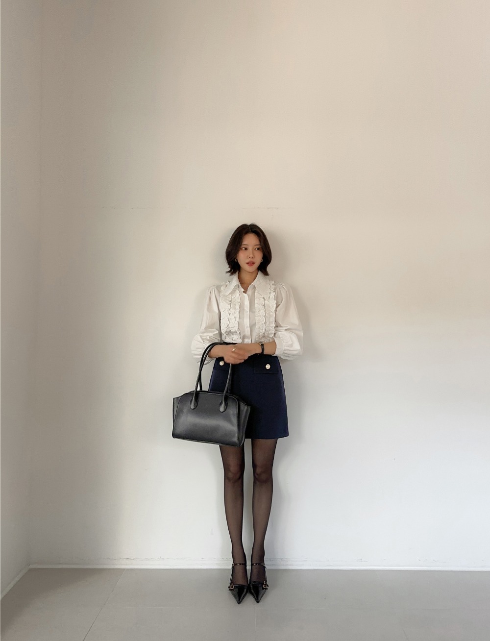 氣質款荷葉邊長袖襯衫,KOREA,355938,氣質款荷葉邊長袖襯衫,領500,999免運