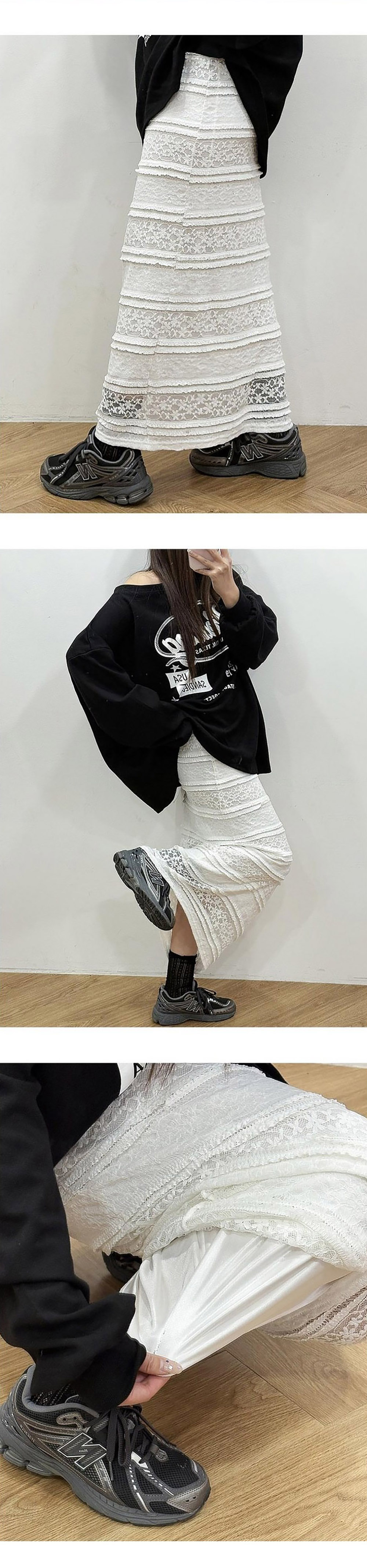 氣質甜美彈性蕾絲長裙,KOREA,355678,氣質甜美彈性蕾絲長裙,領500,999免運