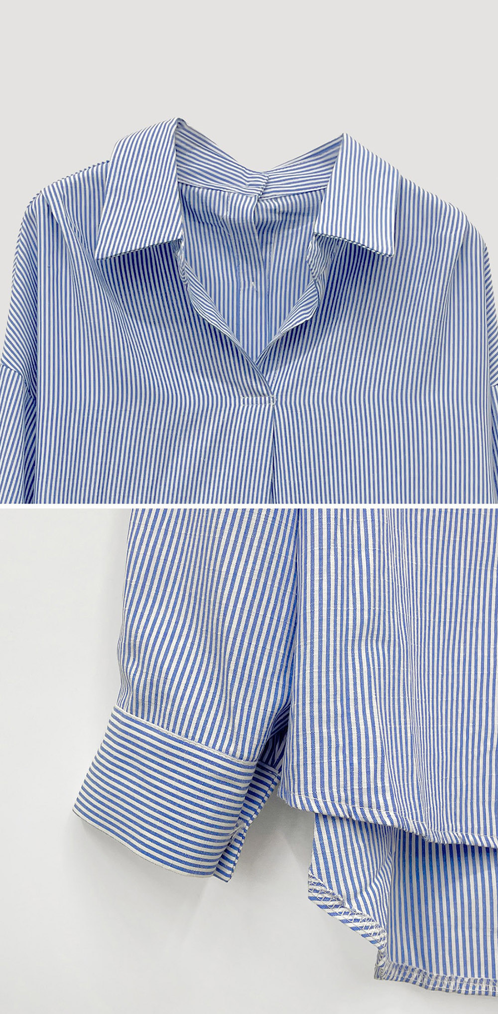 寬鬆前後兩穿條紋襯衫,KOREA,355693,寬鬆前後兩穿條紋襯衫,領500,999免運