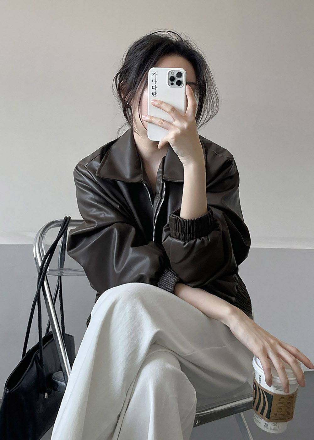 雙向拉鍊皮夾克外套,KOREA,358088,雙向拉鍊皮夾克外套,領500,999免運