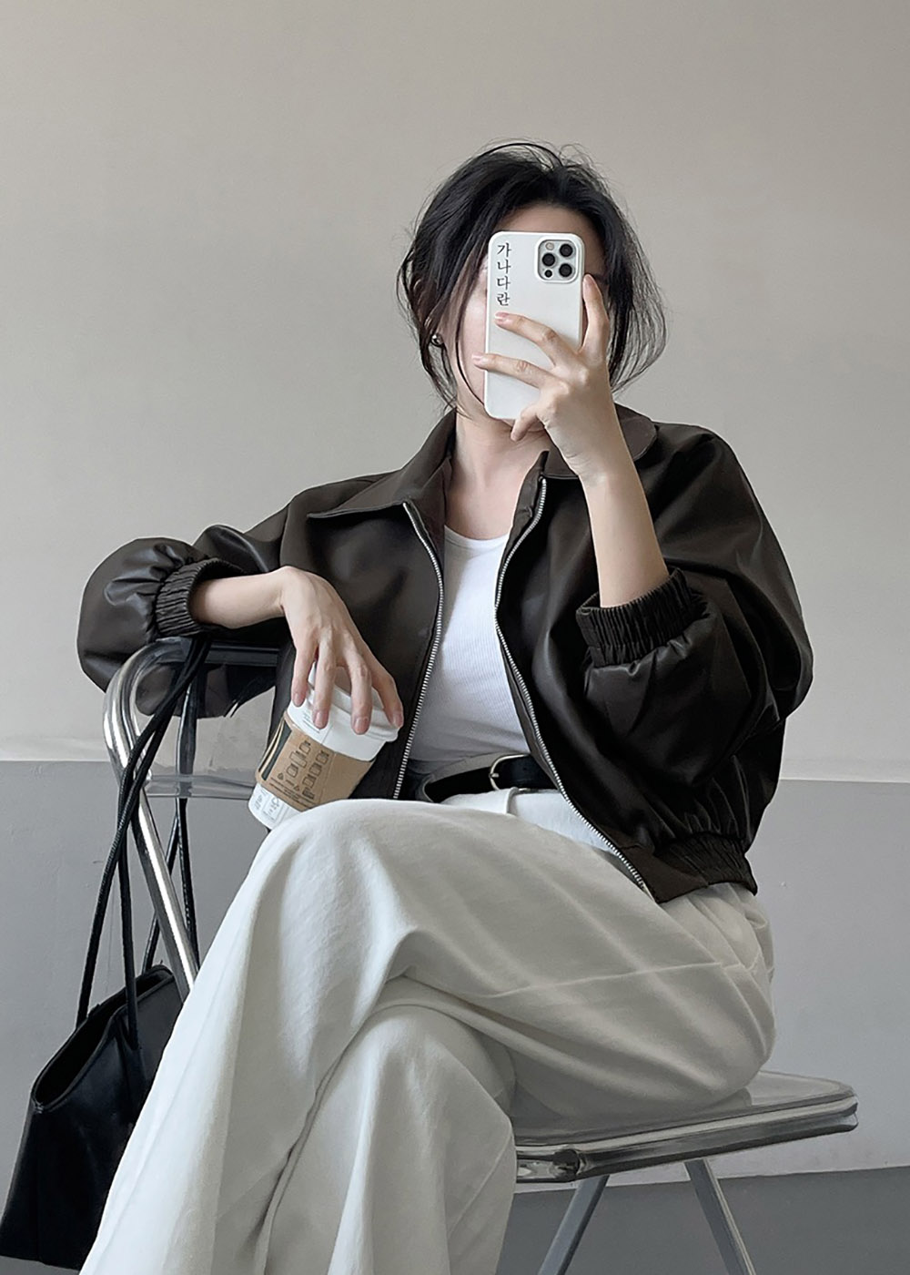 雙向拉鍊皮夾克外套,KOREA,358088,雙向拉鍊皮夾克外套,領500,999免運