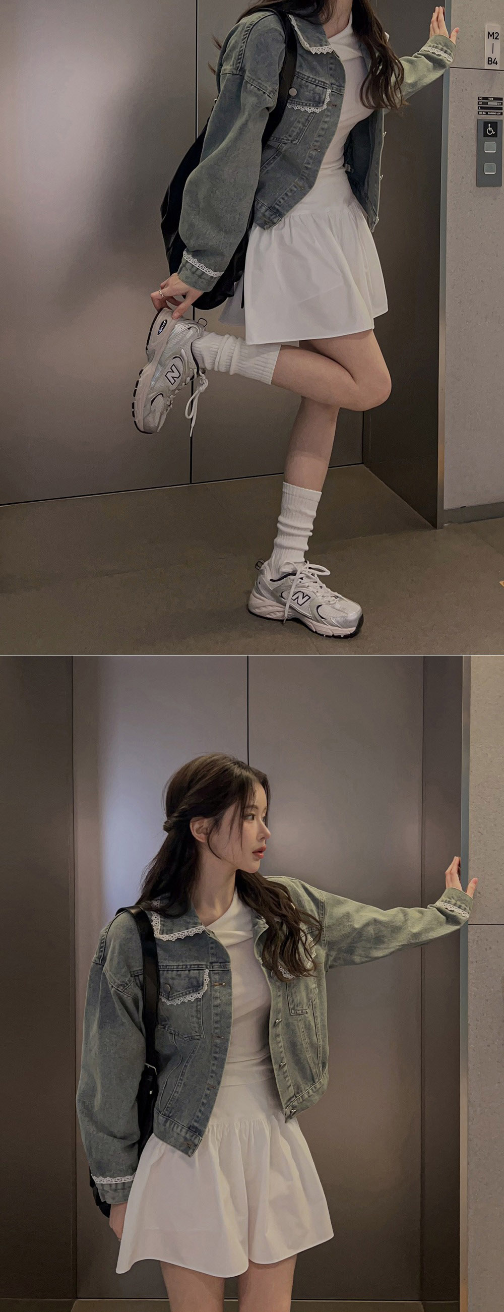 甜美蕾絲拼接牛仔外套,KOREA,358280,甜美蕾絲拼接牛仔外套,領500,999免運