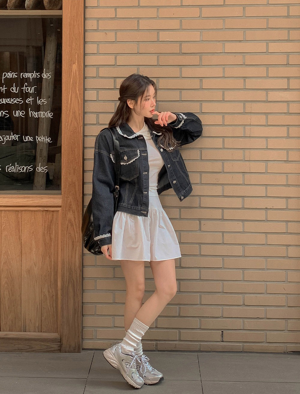 甜美蕾絲拼接牛仔外套,KOREA,358280,甜美蕾絲拼接牛仔外套,領500,999免運