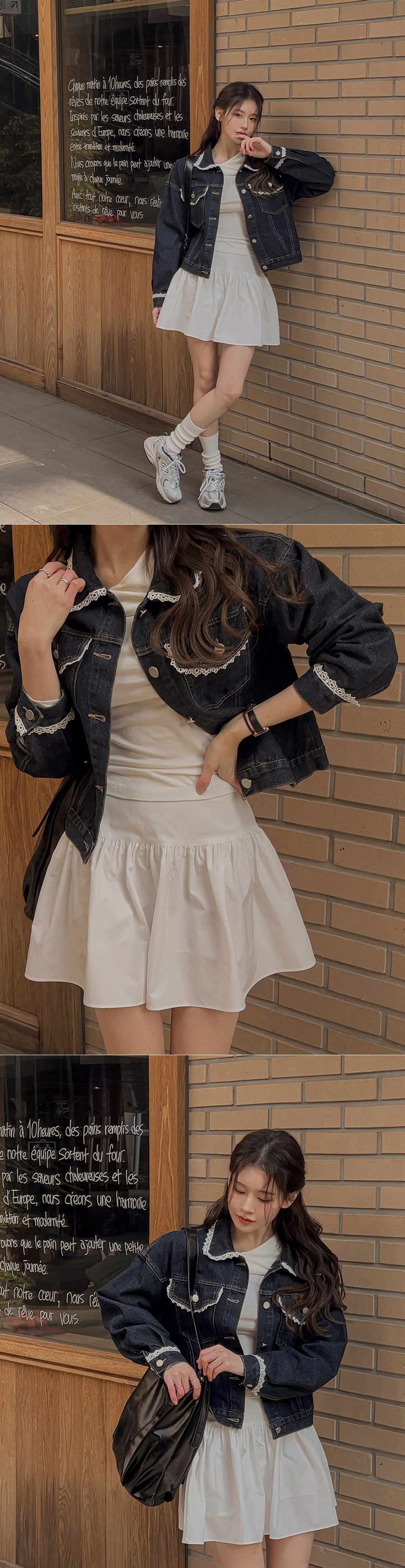 甜美蕾絲拼接牛仔外套,KOREA,358280,甜美蕾絲拼接牛仔外套,領500,999免運