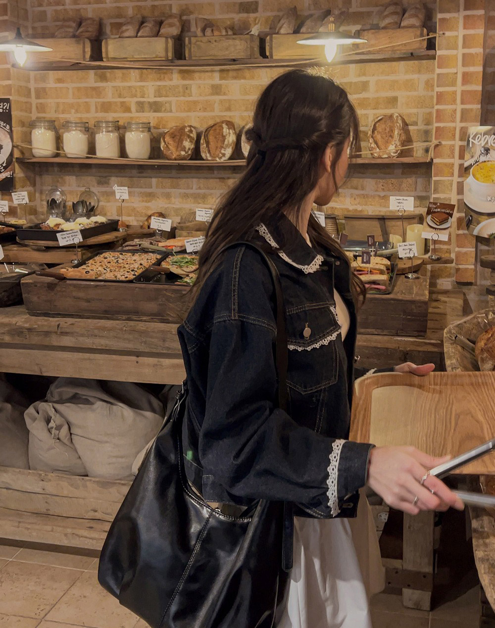 甜美蕾絲拼接牛仔外套,KOREA,358280,甜美蕾絲拼接牛仔外套,領500,999免運